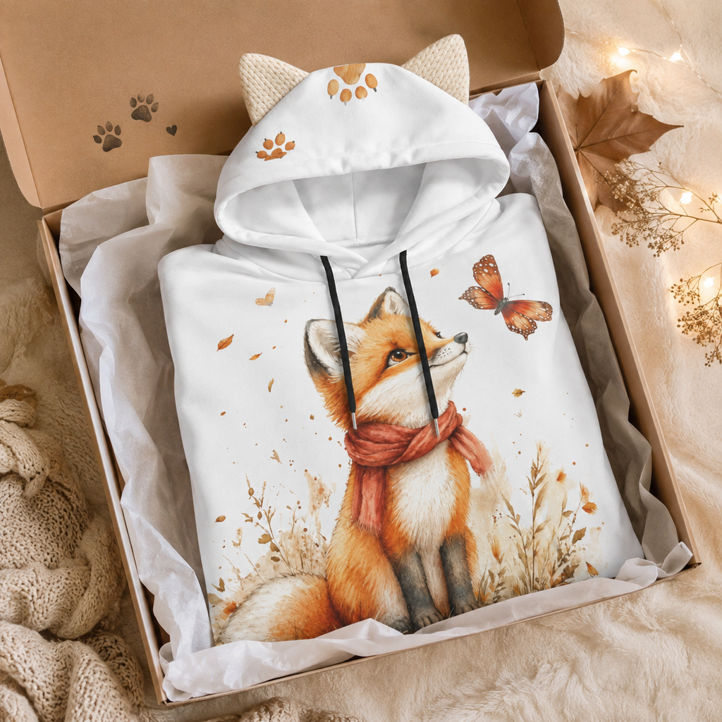 Cozy Fox Hoodie With Decorative Ears | Autumn Cottagecore Hoodie | Healing Slowly Club