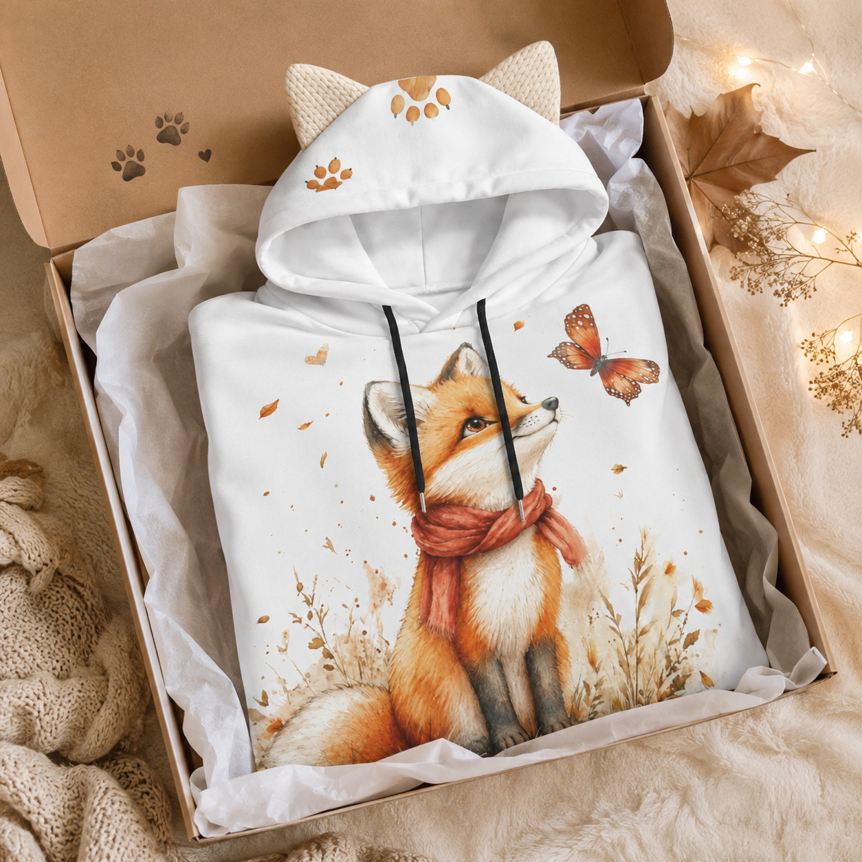 Cozy Fox Hoodie With Decorative Ears | Autumn Cottagecore Hoodie | Healing Slowly Club