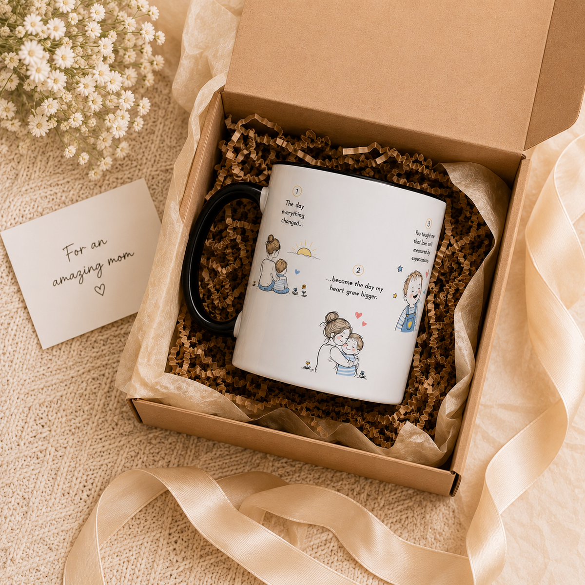 Heartfelt Mother and Child Illustration Mug | Accent Coffee Mug
