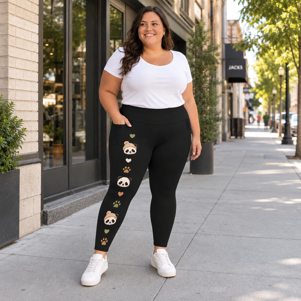 Panda High-Waist Leggings with Side Pockets | XS–6XL