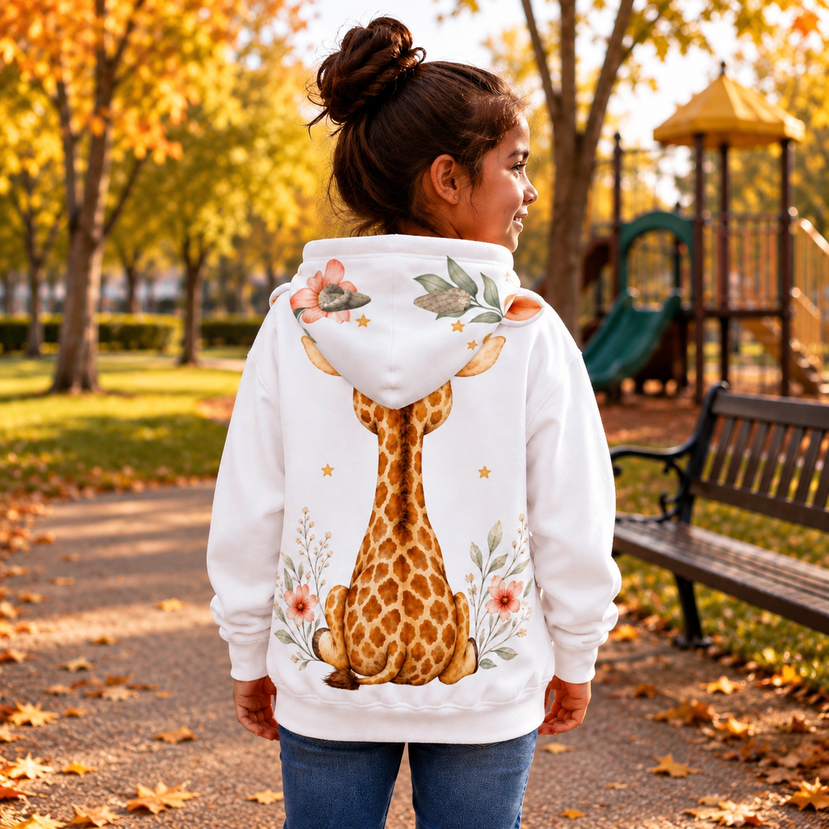 Kids “Tall? Not Yet.” Giraffe Borg Fleece Hoodie