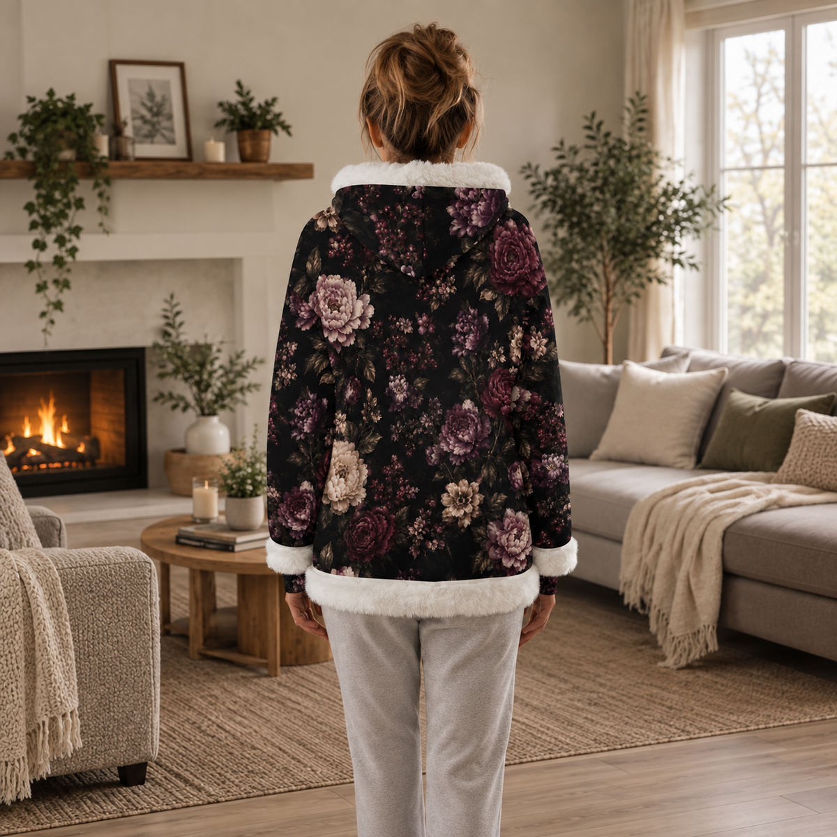 Midnight Garden Cozy Fleece Hoodie