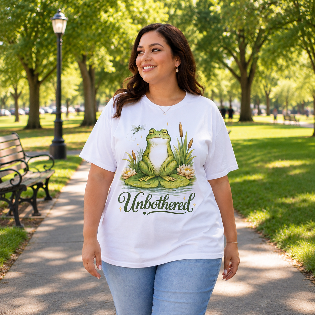 Unbothered Frog T-Shirt for Women | Funny Cottagecore Graphic Tee