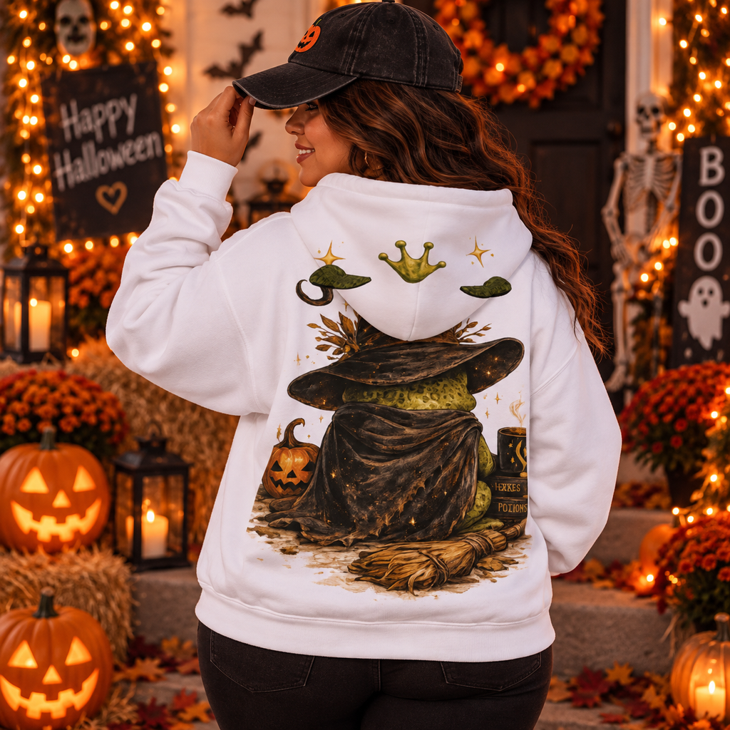 Not Today Witch Frog Halloween Hoodie With Ears | Cozy Spooky Hoodie