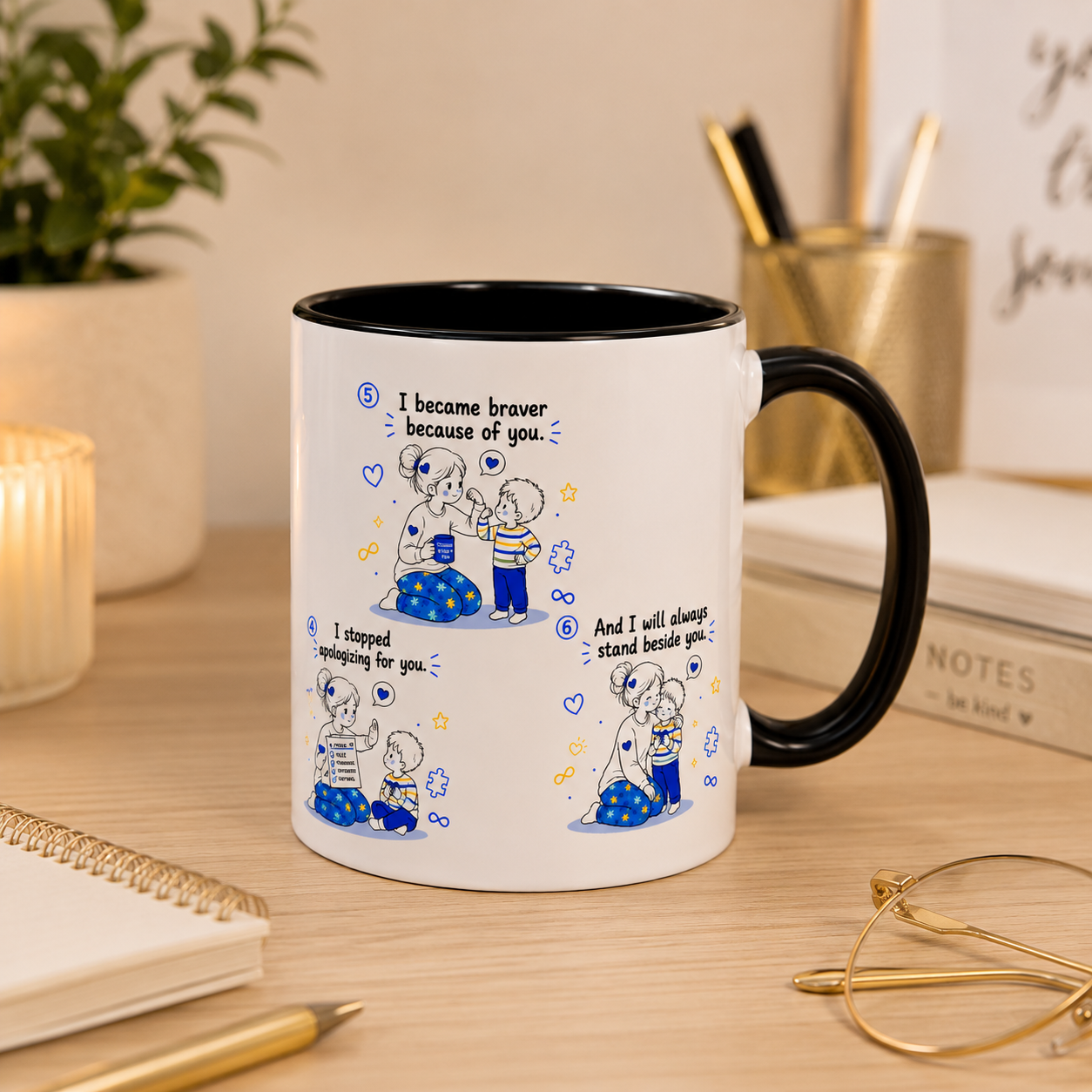 I Became Braver Illustration Coffee Mug | Supportive Friendship Quotes