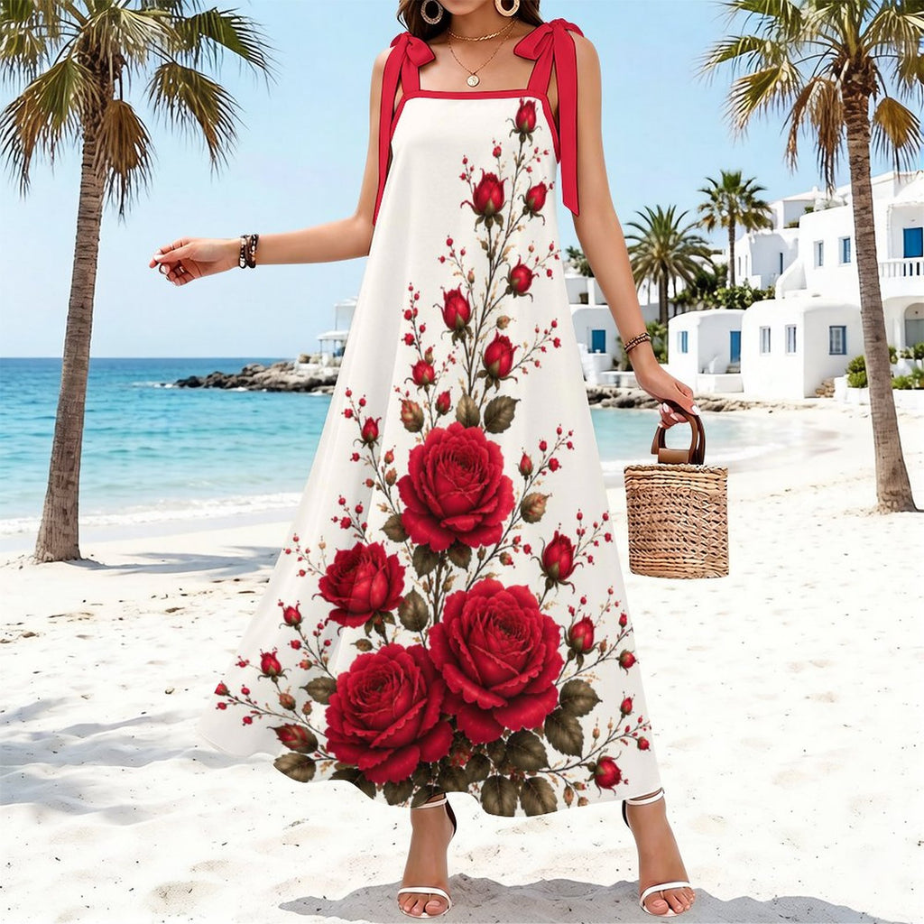 180gsm Ankle-length Slip Dress with Straps(All-Over Printing)