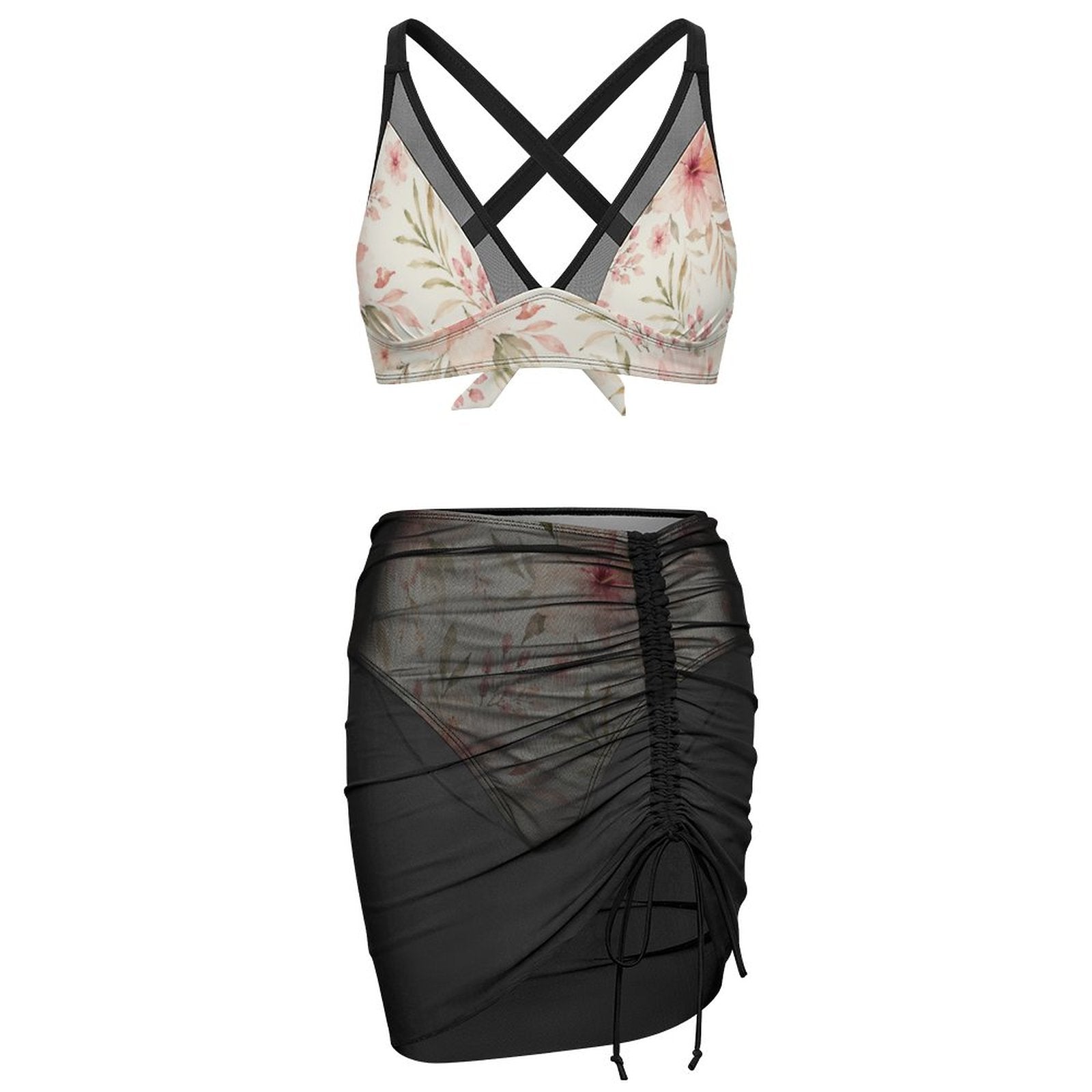 190gsm Netted Swimsuit Set For Women(All-Over Printing)