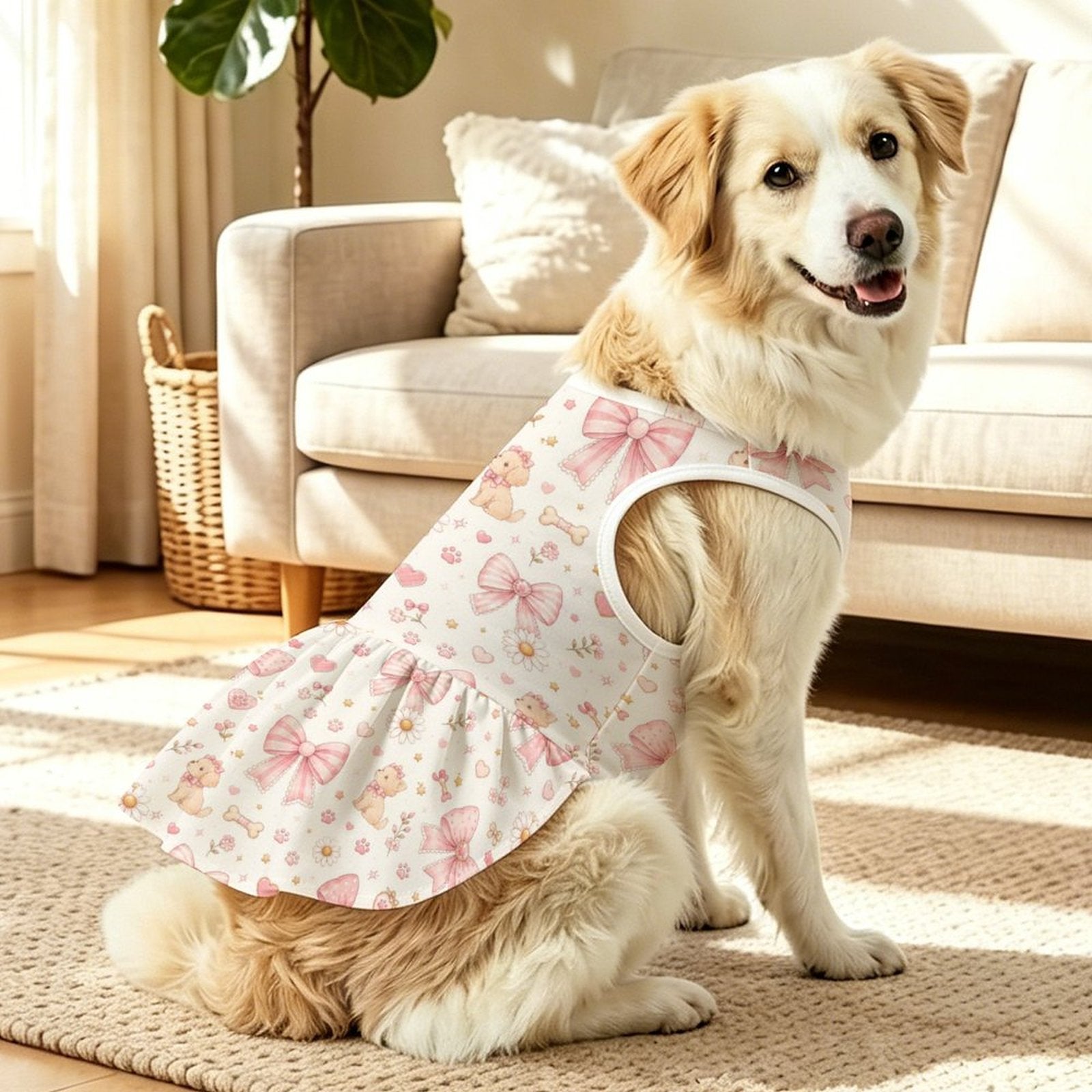 Pink Bow Garden Pet Dress – Plus Size Ruffle Dress