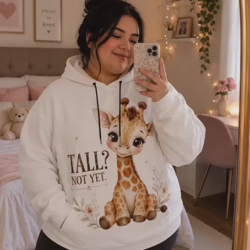 Tall? Not Yet Giraffe Hoodie with Ears – Cozy Women’s Animal Hoodie