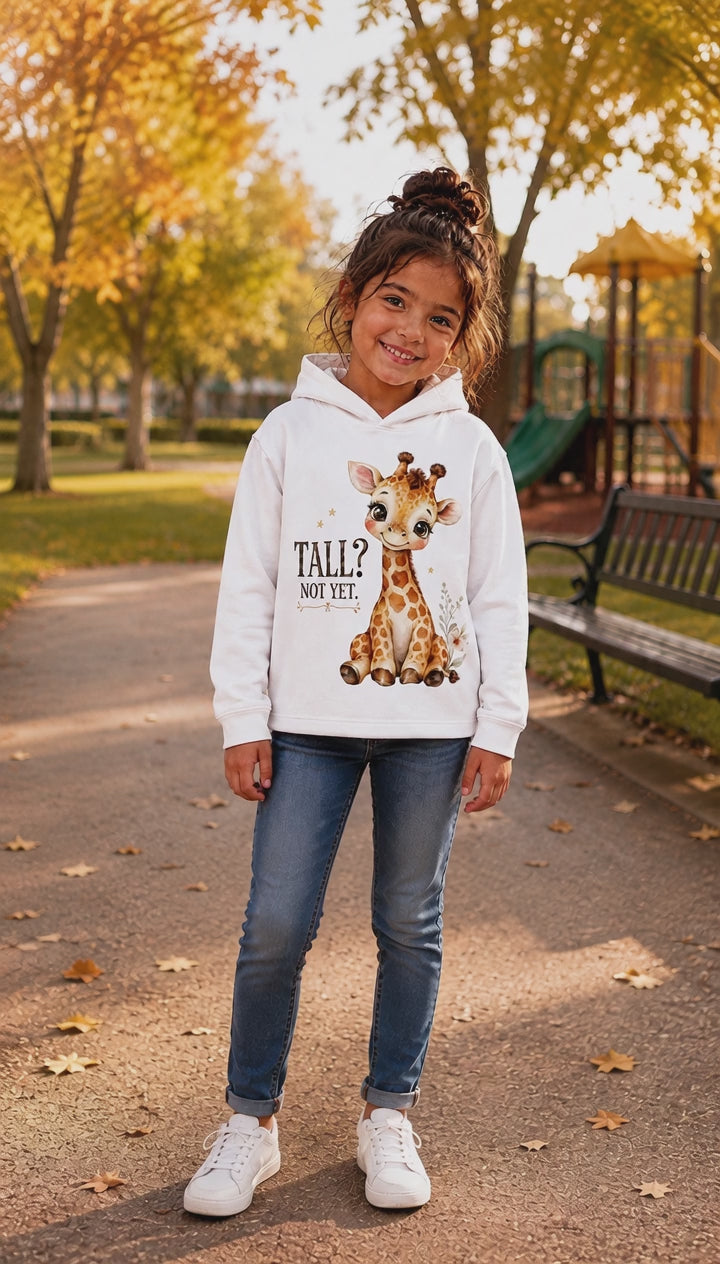 Kids “Tall? Not Yet.” Giraffe Borg Fleece Hoodie