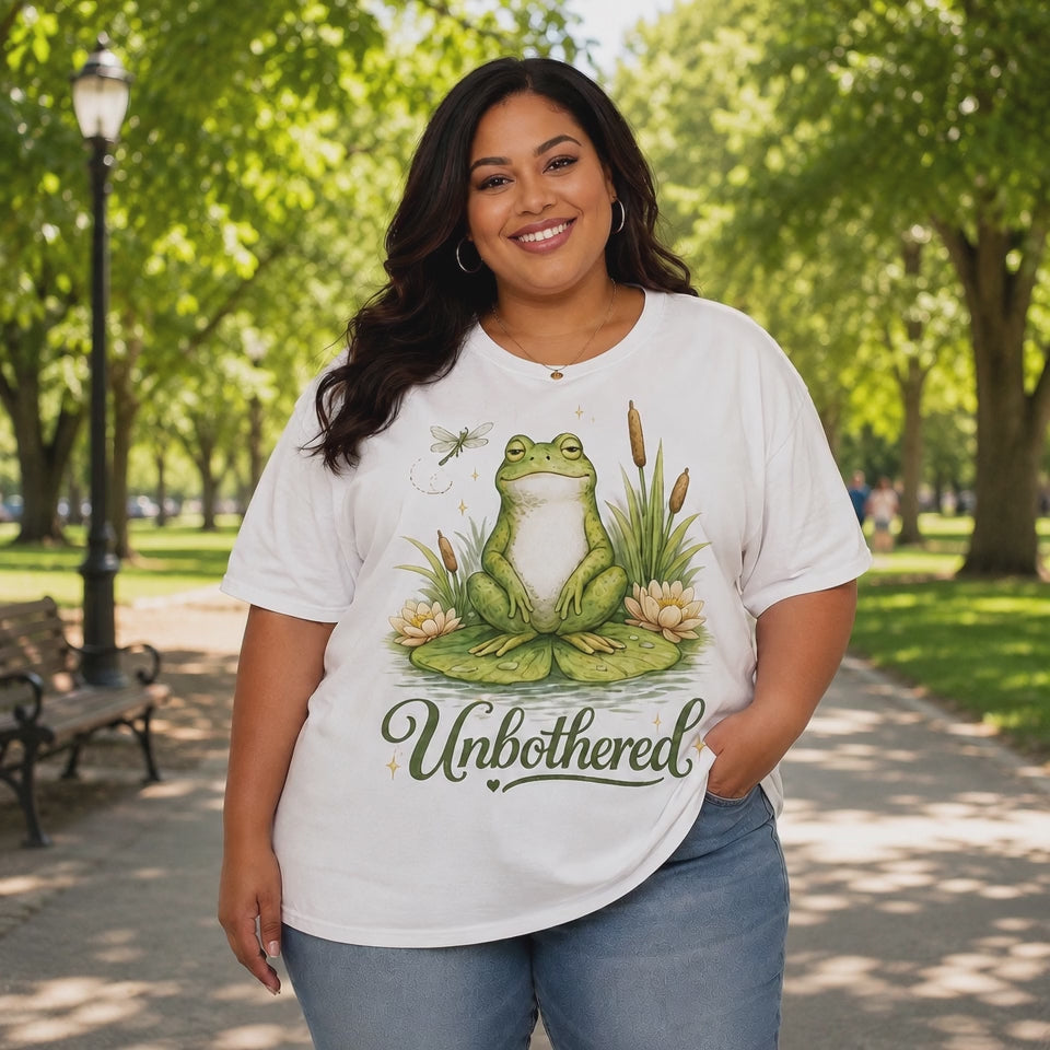 Unbothered Frog T-Shirt | Funny Cottagecore Graphic Tee