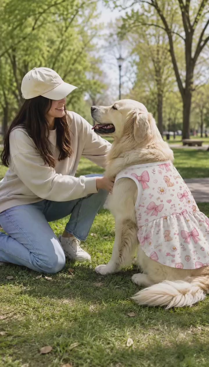 Pink Bow Garden Pet Dress – Plus Size Ruffle Dress