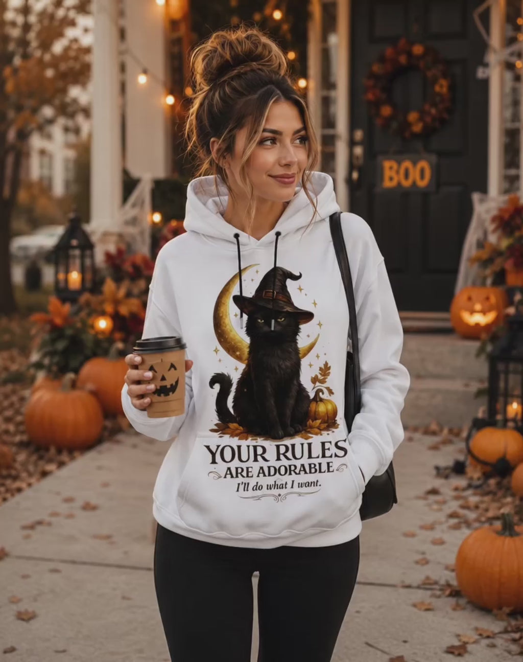 Your Rules Are Adorable Halloween Black Cat Hoodie With Ears 🐈‍⬛🎃