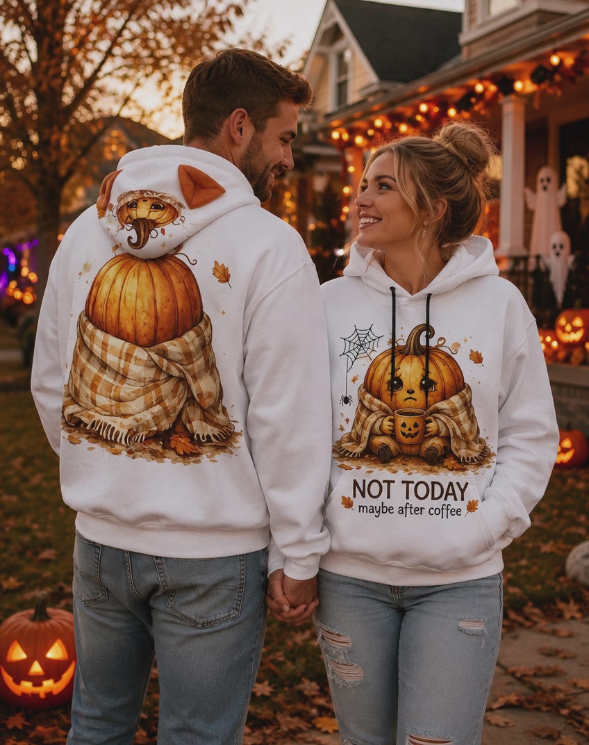 Not Today Maybe After Coffee Halloween Hoodie | Cozy Pumpkin Sweatshirt