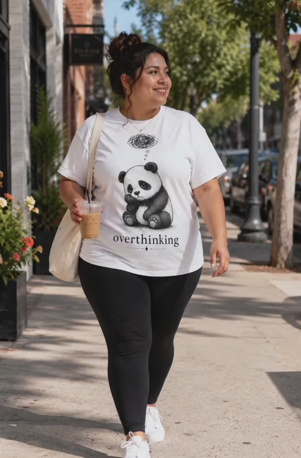 Overthinking Panda T-Shirt | Cute Anxiety Shirt for Women | Soft Cotton Graphic Tee