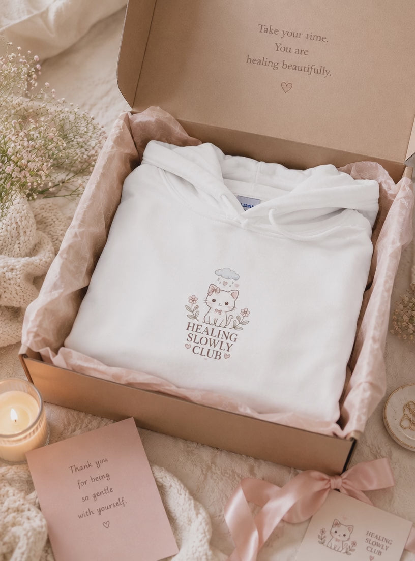 Rainy Day Comfort Cat Hoodie – Mini Story Collection