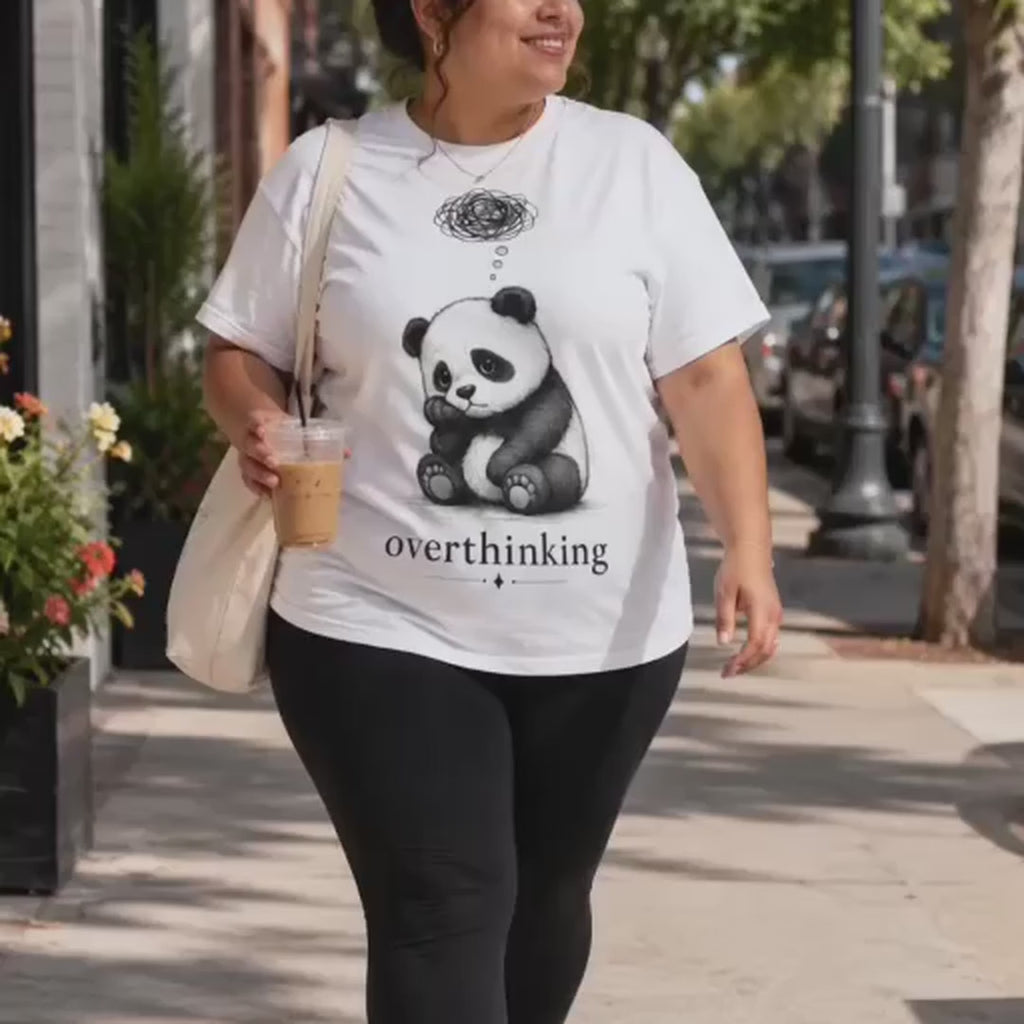 Overthinking Panda T-Shirt for Women – Cute Anxiety Graphic Tee
