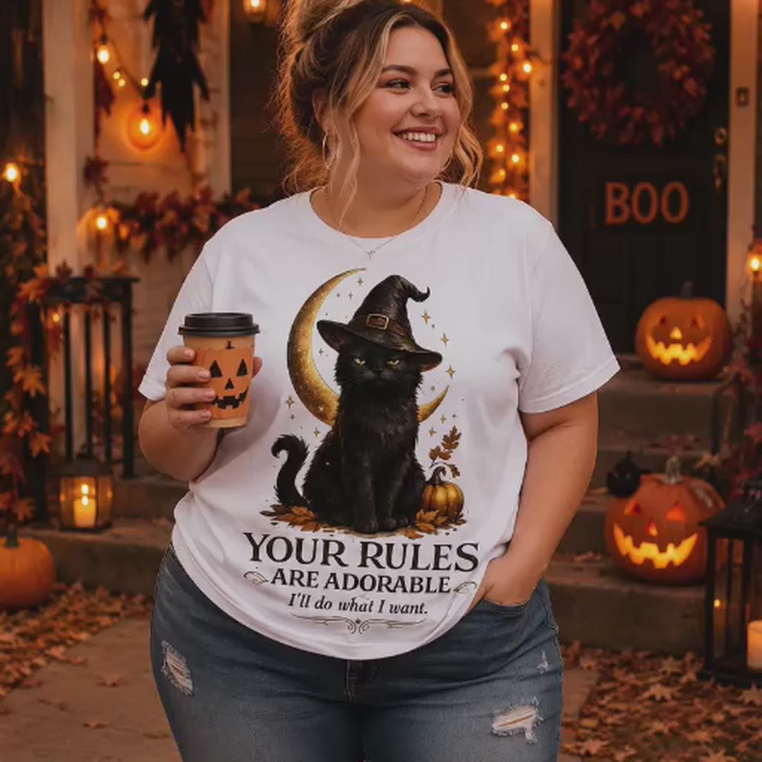 Halloween Witch Cat T-Shirt | Funny Black Cat Graphic Tee