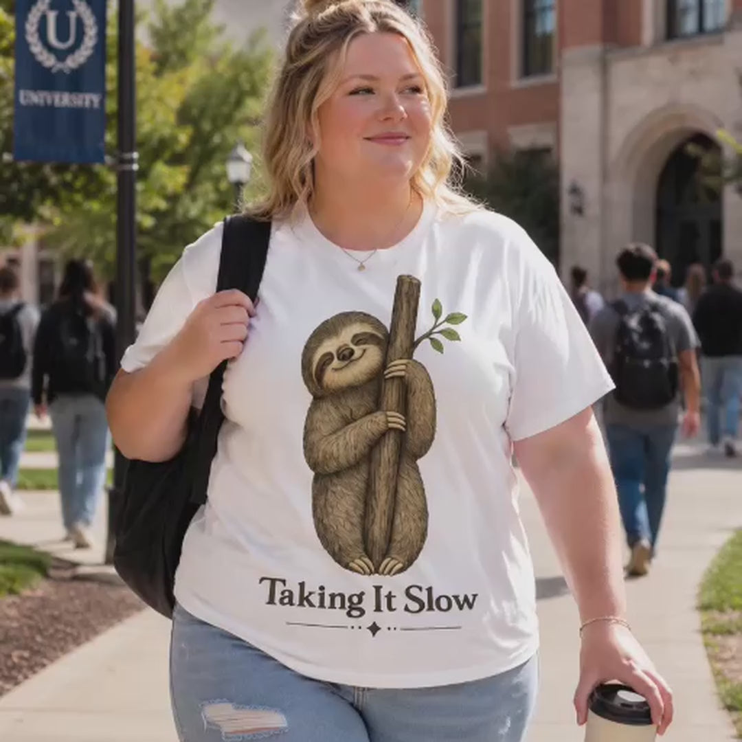Taking It Slow Sloth T-Shirt | Cute Self Care Graphic Tee for Women