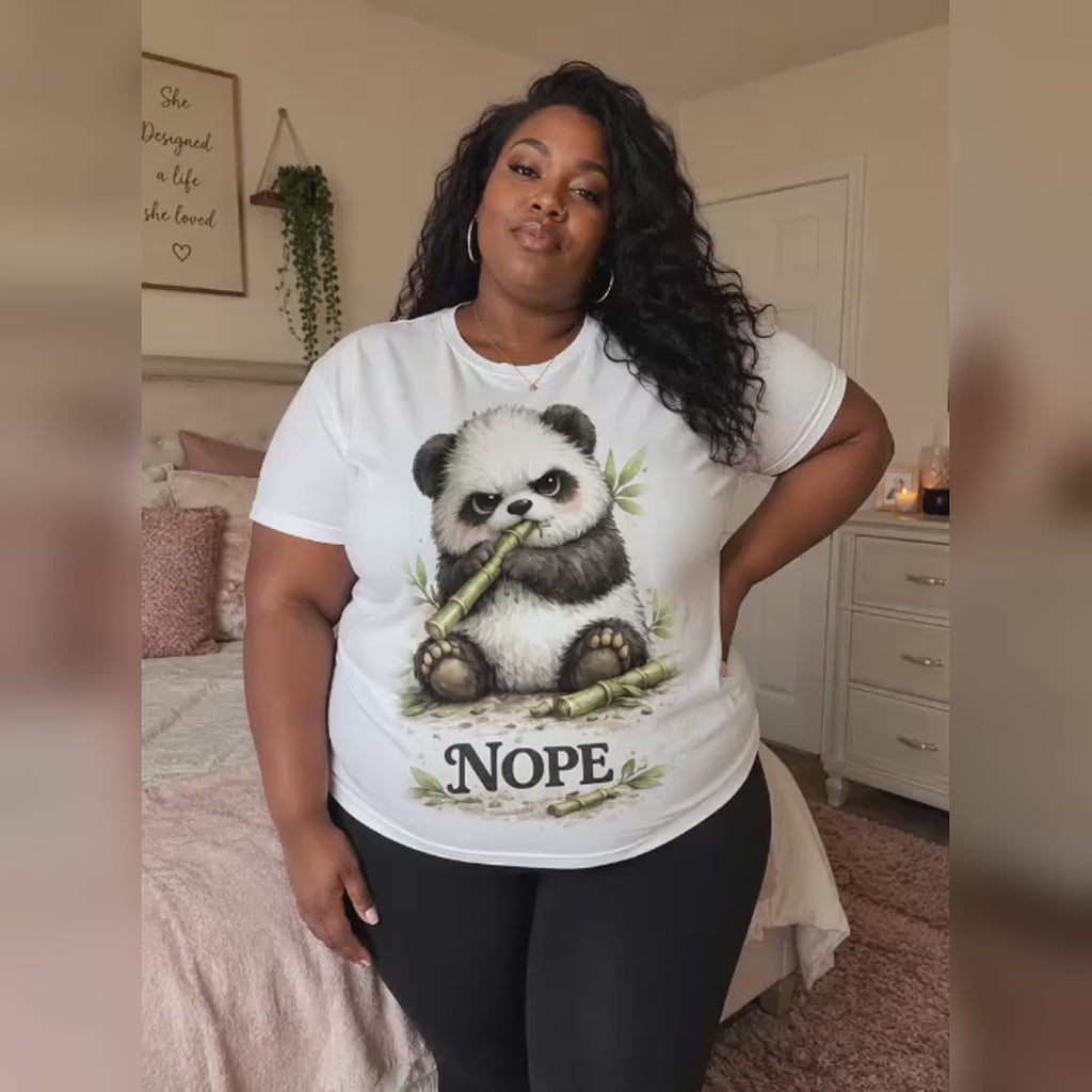 NOPE Panda T-Shirt for Women | Cute Watercolor Graphic Tee