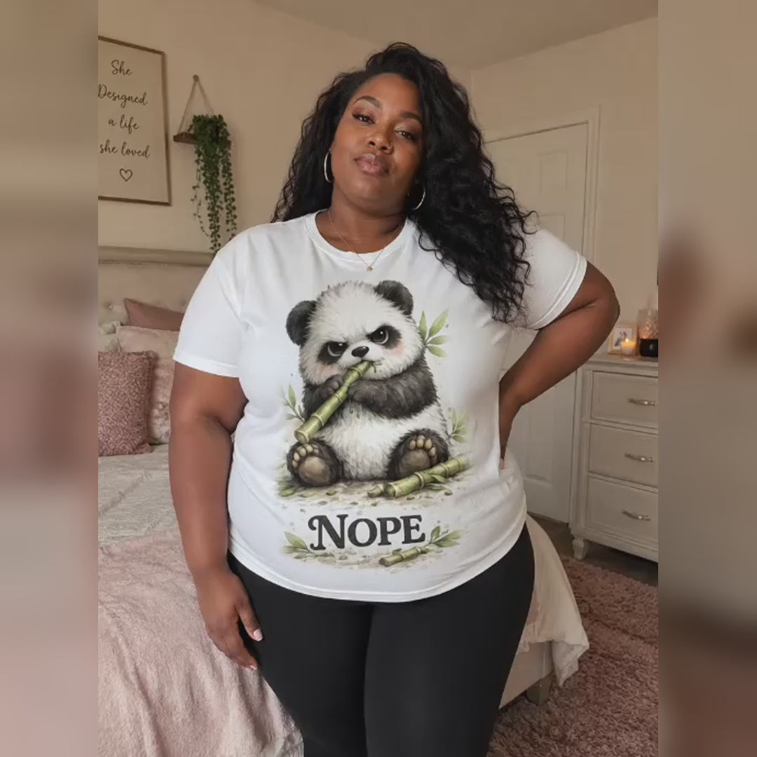 NOPE Panda T-Shirt for Women | Cute Watercolor Graphic Tee