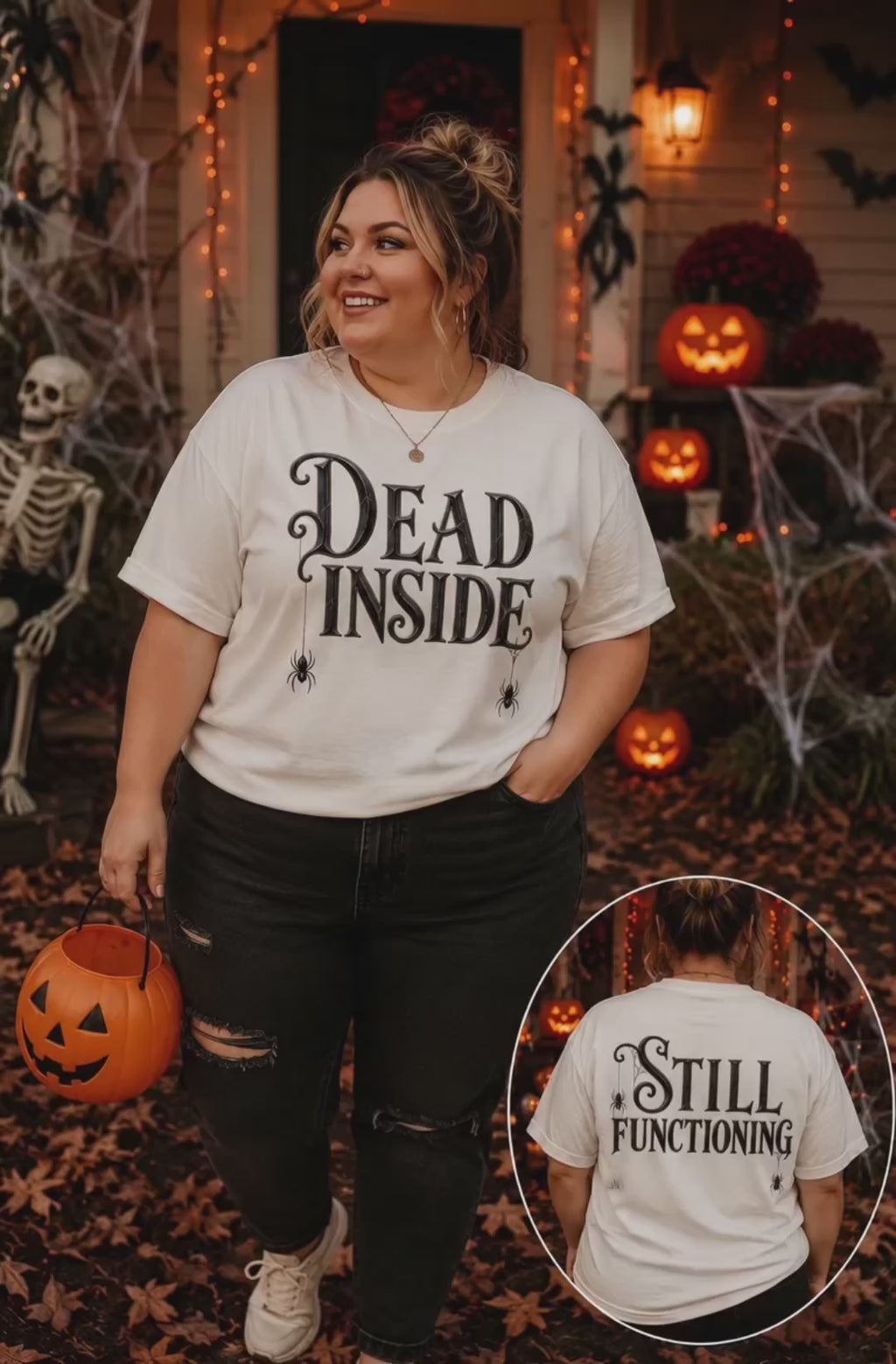 Dead Inside Still Functioning Unisex T-Shirt | Funny Halloween Graphic Tee