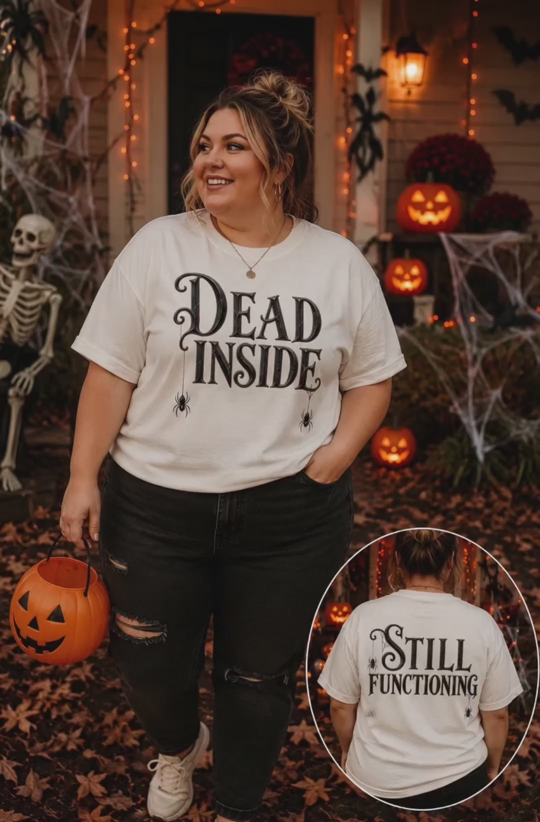 Dead Inside Still Functioning Unisex T-Shirt | Funny Halloween Graphic Tee