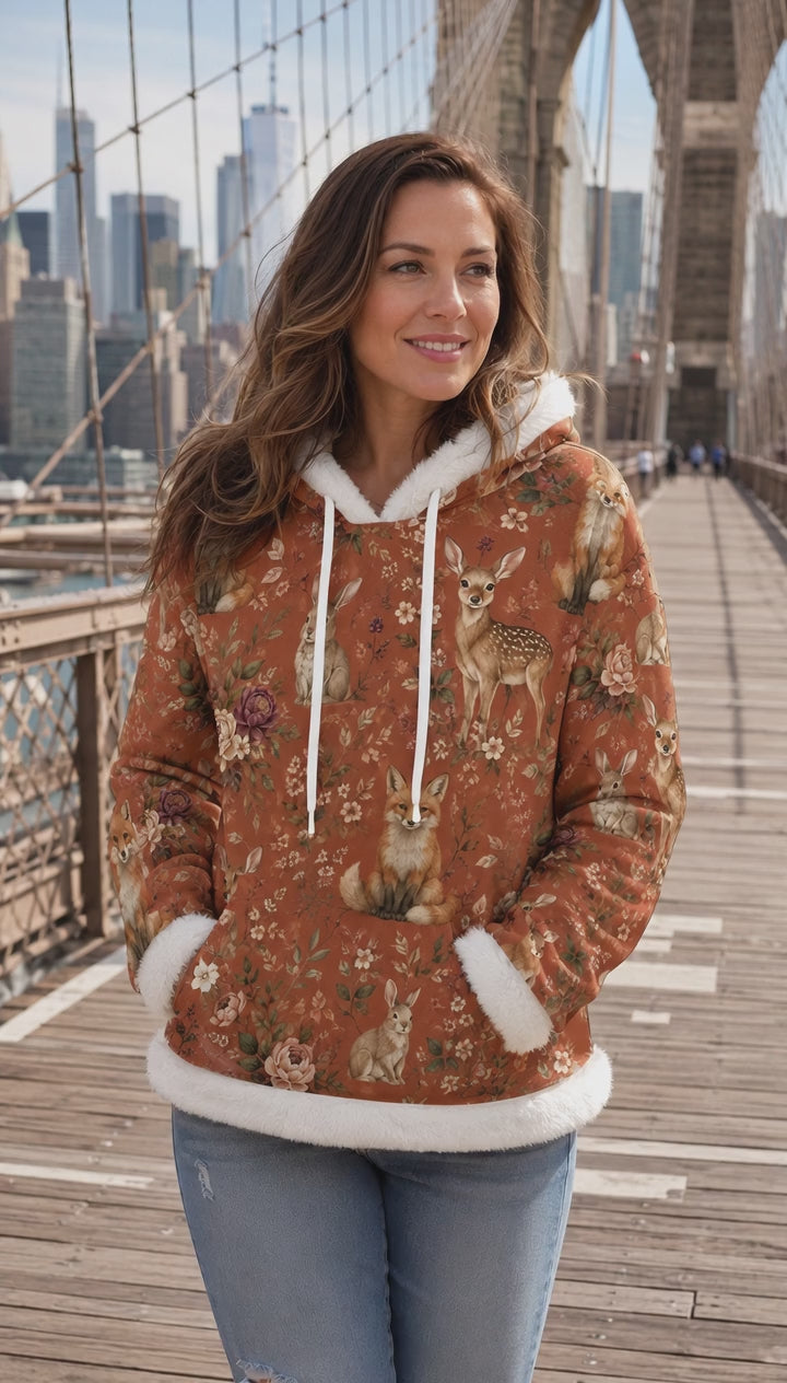 Woodland Friends Cozy Fleece Hoodie