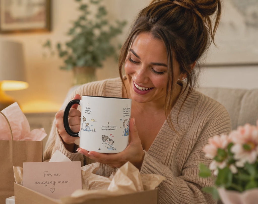 Heartfelt Mother and Child Illustration Mug | Accent Coffee Mug