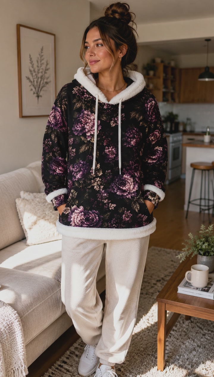 Midnight Garden Cozy Fleece Hoodie