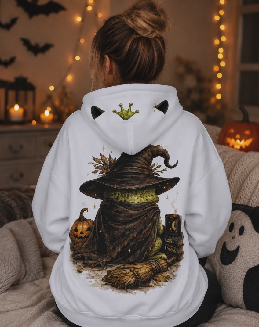 Not Today Witch Frog Halloween Hoodie With Ears | Cozy Spooky Hoodie