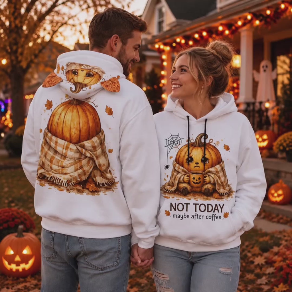 Not Today Pumpkin Hoodie With Ears | Halloween Cozy Hoodie
