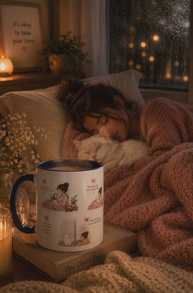Cozy Self-Care Routine Mug | Cute Self Care Coffee Mug | Cozy Morning Gift | Doodle Story Mug | Healing Slowly Club