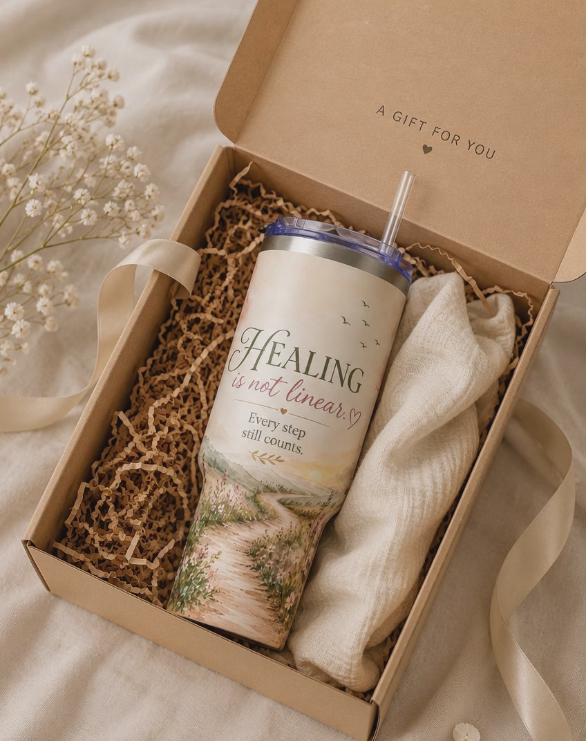 Tumbler — "Healing Is Not Linear" 40oz Insulated Travel Cup