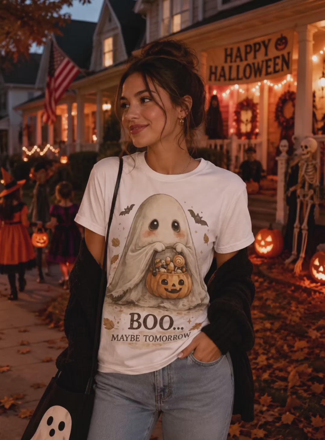 Boo… Maybe Tomorrow Ghost T-Shirt | Cozy Halloween Graphic Tee